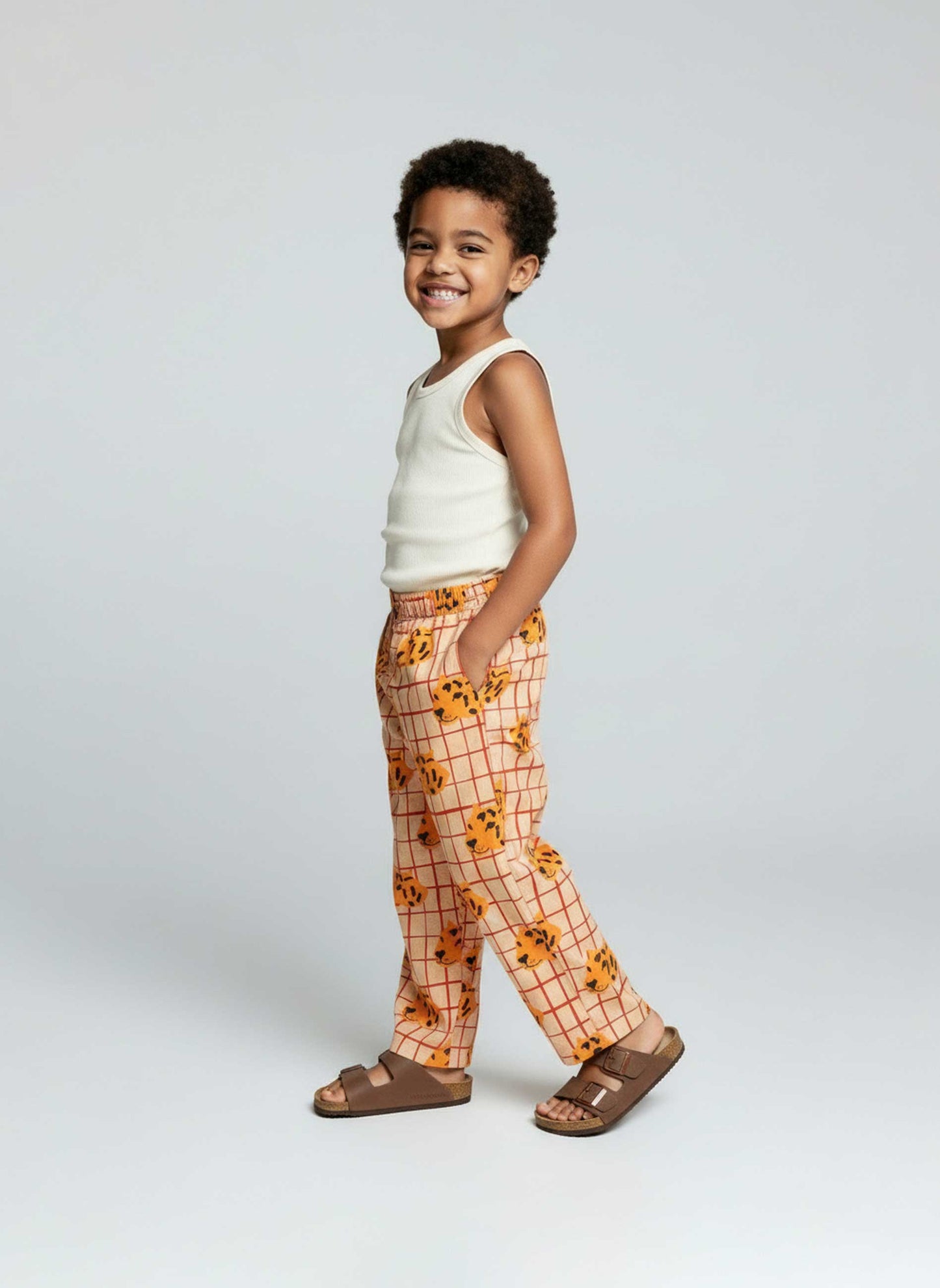 Pantalon Panthères Rose Beige & Orange
