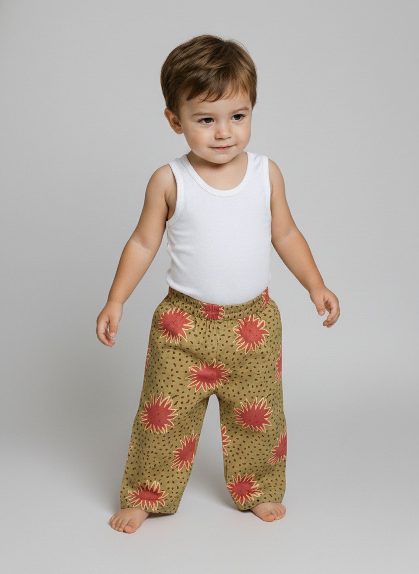 Pantalon Soleils Kaki Clair & Vieux Rose