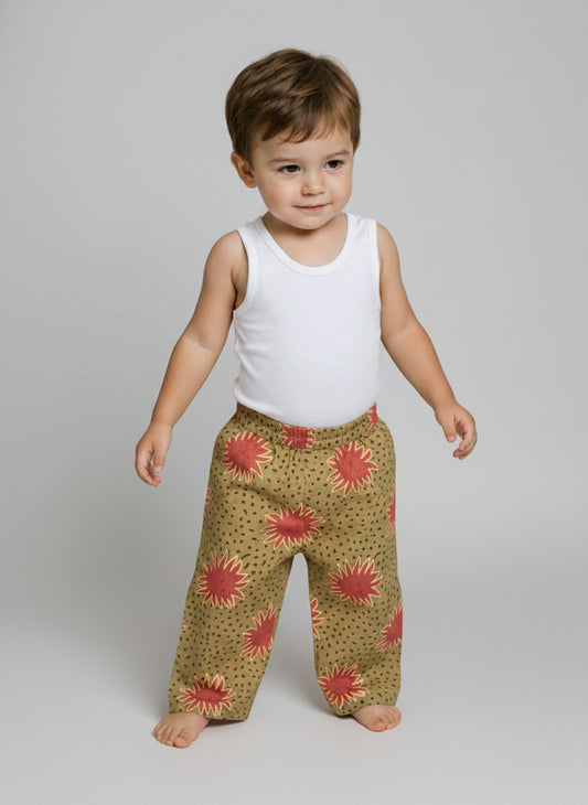 Pantalon Soleils Kaki Clair & Vieux Rose