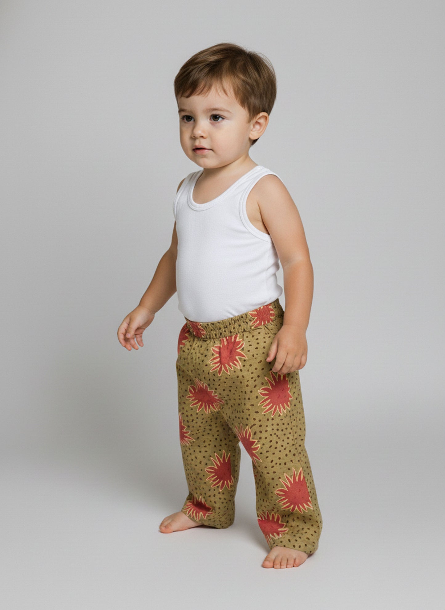 Pantalon Soleils Kaki Clair & Vieux Rose