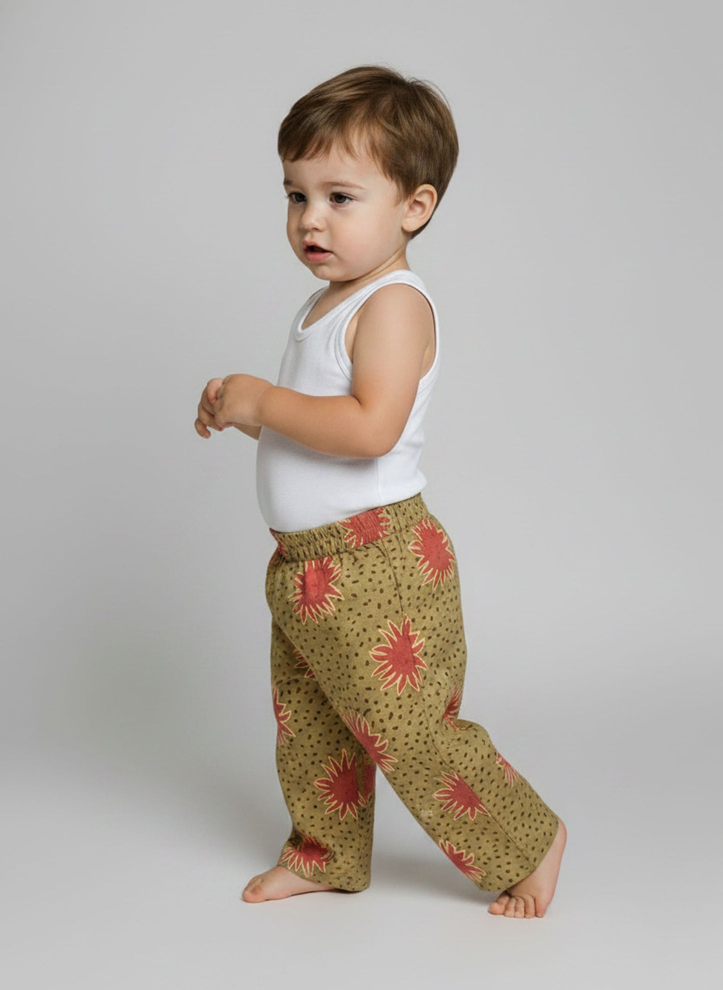 Pantalon Soleils Kaki Clair & Vieux Rose